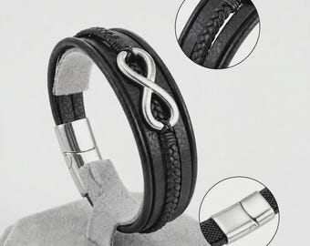 Unique black bracelet as a special gift for him—with a personalization option