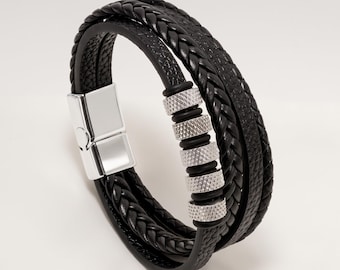 Niche black bracelet as a special gift for him - with personalization option