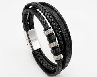 Niche black bracelet as a special gift for him - with personalization option
