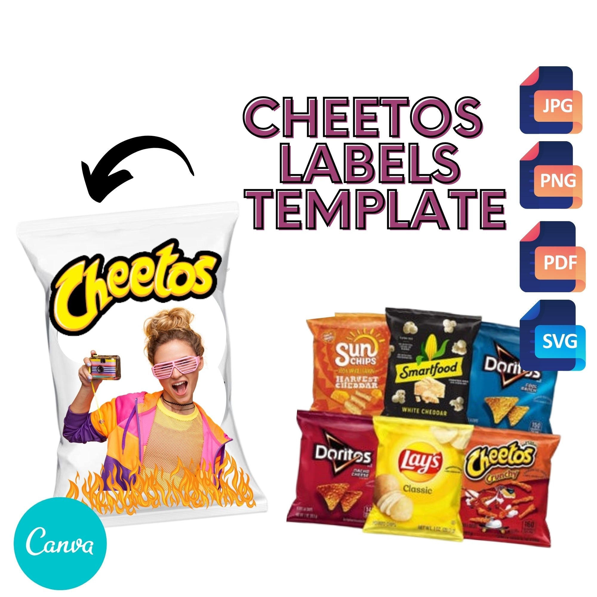 Cheetos Potato Chips Template I Editable Template I Editable Favors I Favors Templates I Custom Templates I Canva Editable I Editable Party