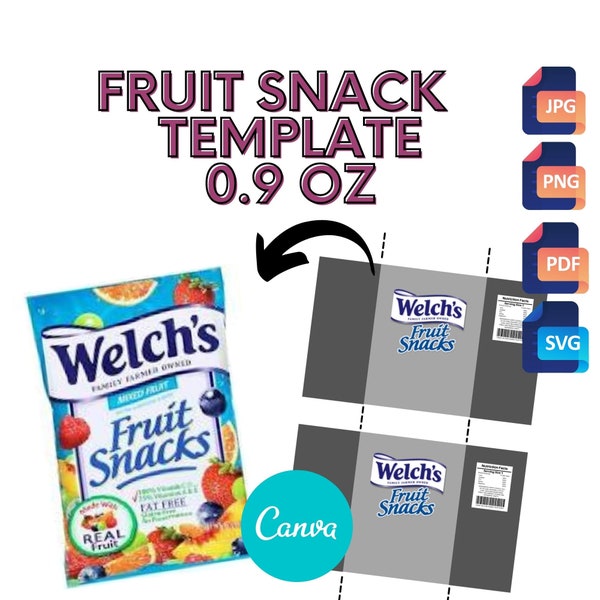 Fruit snack Canva Template I Editable Template I Canva Fruit Snack Template I Snacks Template  Canva Party Favors Editable party Favors