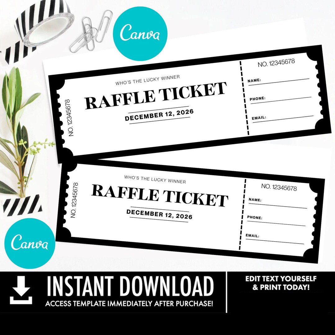 Suprise Raffles Editable Raffle Ticket Template Canva | Raffle Ticket Suprise | Event ...