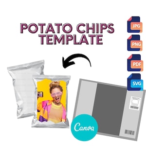 Kartoffelchips Vorlage I Bearbeitbare Vorlage I Bearbeitbare Gastgeschenke I Gastgeschenke Vorlagen I Benutzerdefinierte Vorlagen I Canva Bearbeitbar I Bearbeitbar Party