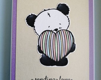 Handmade cute panda card, sending love