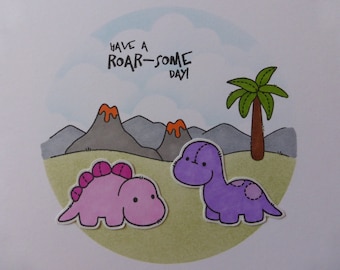 Cute personalisable dinosaur cards