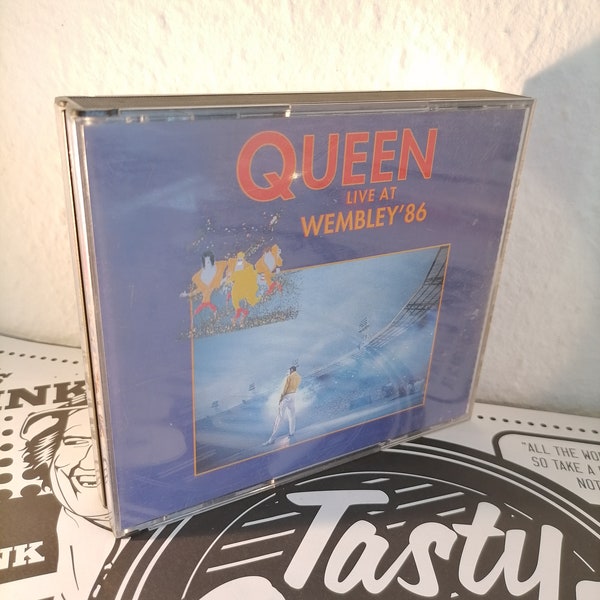 Queen – Live At Wembley '86 Freddie Mercury 2 CD-Schallplatten Vintage Rare/4-seitige Farbbeilage, 1. Auflage, gedruckt in Holland