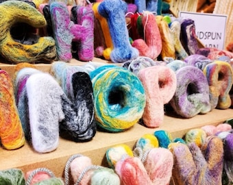 Choose Your Colour. Personalised Hanging Letter. Hand Blended. Needle Felted. Handmade. Custom Colour. Alphabet. Nursery Decor. Gallery Wall