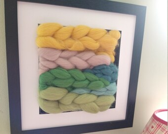 Handwoven Framed Weave: "May" Handmade Wall Art. Springtime Merino Wool.