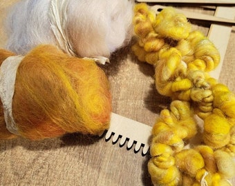 Mini Fibre Pack #6. Handspun Chunky Coiled Art Yarn. Hand Blended Mini Fibre Art Batts. Mini Weaving Pack. Weaving Supplies. Merino. Craft.