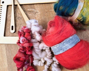 Mini Fibre Pack #7. Handspun Chunky Coiled Art Yarn. Hand Blended Mini Fibre Art Batts. Mini Weaving Pack. Weaving Supplies. Merino. Craft.