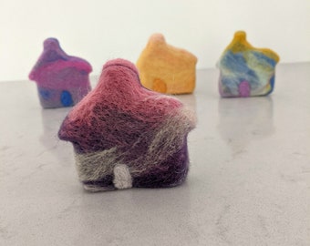Custom Colour House. Hand Blended. Needle Felted. Handmade. Personalised. New Home Gift. Nursery Decor. Gallery Wall.