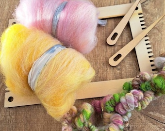 Mini Fibre Pack #3. Handspun Chunky Coiled Art Yarn. Hand Blended Mini Fibre Art Batts. Mini Weaving Pack. Weaving Supplies. Merino. Craft.