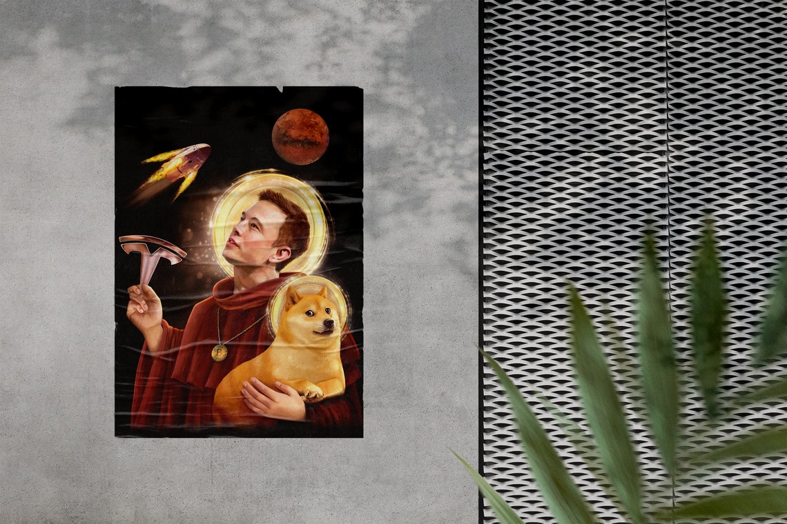 Doge poster Doge wall art Dogecoin Canvas Dogecoin Poster | Etsy