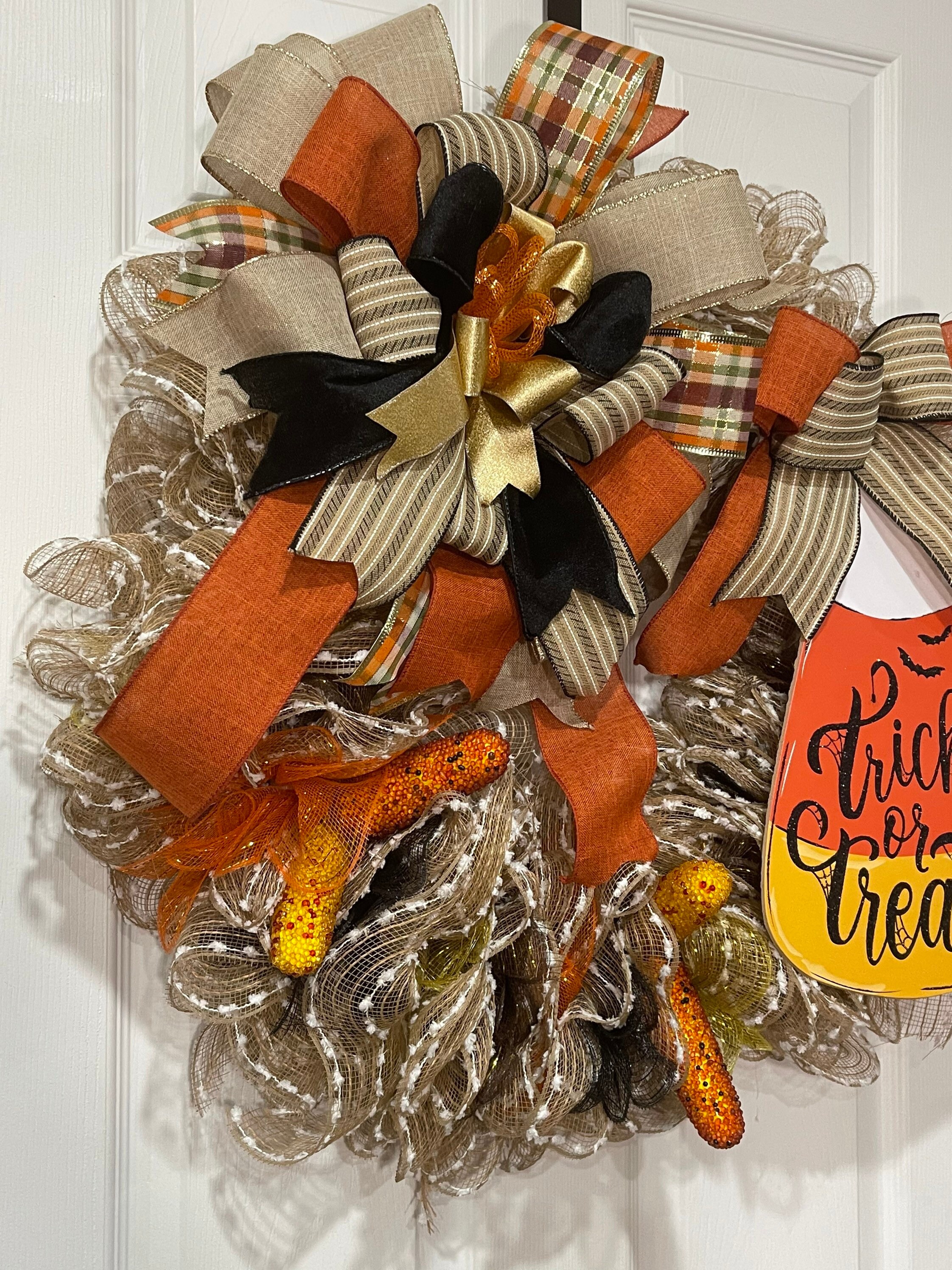 Candy Corn Trick or Treat Halloween Wreath - Etsy