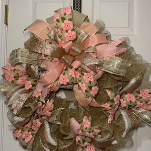 Pink Rose Gold Wreath: Springtime Front Door Decor