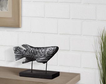 Large Wooden Fish Sculpture, Nautical Home Decor, Wooden Fish Statue, Wood Carving, Home Decoration, Nautical Decor, Fisherman Gifts