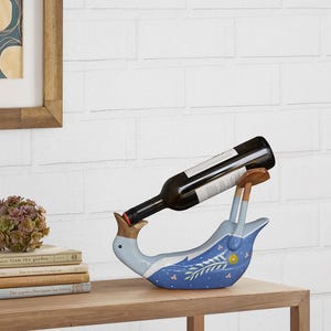 Duck Wine Holder, Solid Wood Handmade Wooden Wine Rack,  Rustic Animal Wine Stand, Unique Kitchen Decor, Novelty Housewarming Gift