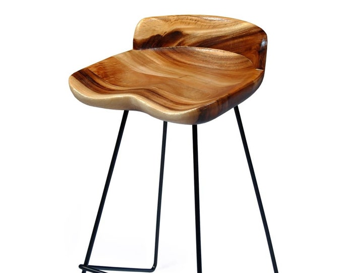 French Country Gray Bar Stool, White Wash Farmhouse Rustic Grey