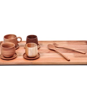 Mahogany Solid Wood Serving Tray, Rectangle Tableware Plate