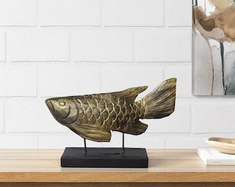Wood Fish Sculpture, Handcarved Nautical Decor, Coastal Home Accent, Ocean Inspired Shelf Decor, Gift for Beach or Lake House Lover