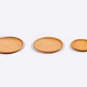 Medium Solid Wood Tray, Serving Tray, Natural Real Solid Wood Round Decorative Tableware Plate