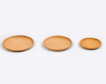 Medium Solid Wood Tray, Serving Tray, Natural Real Solid Wood Round Decorative Tableware Plate
