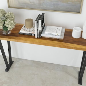 Solid Wood Console Table, Modern Entryway Table, Classic Wood and Metal Table, Farmhouse Foyer Table