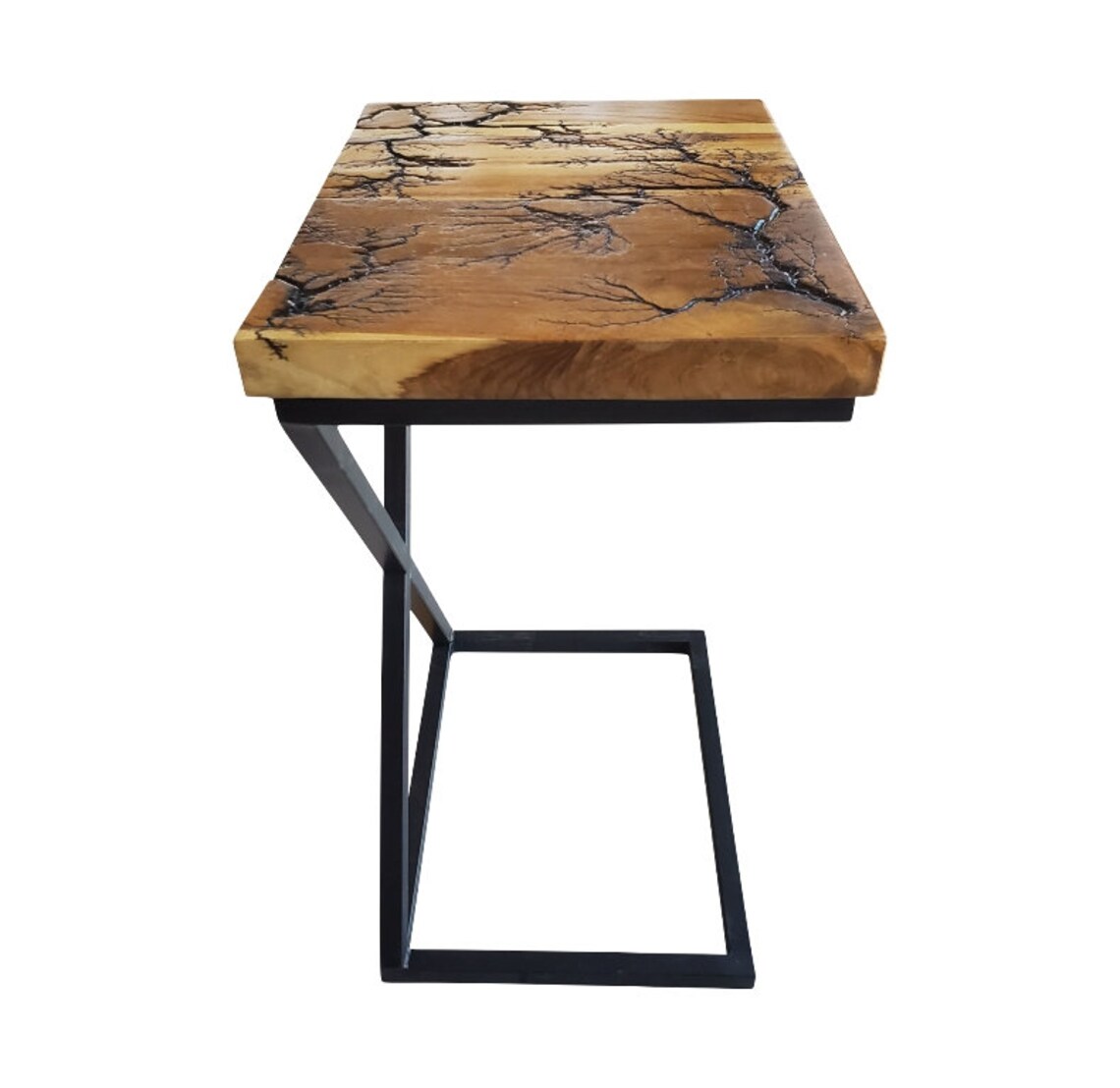 23Hx16x12 Fractal Side Table Wood End Table Rectangle Metal Etsy