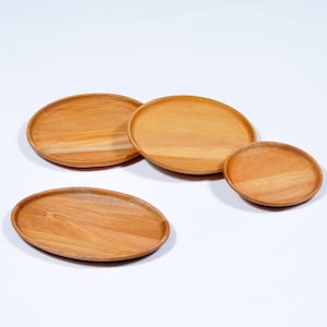 Round Solid Wood Tray, Serving Tray, Natural Real Solid Wood Round Decorative Tableware Plate