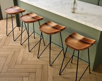 Handmade Walnut Counter Stool – Industrial Rustic Bar Furniture