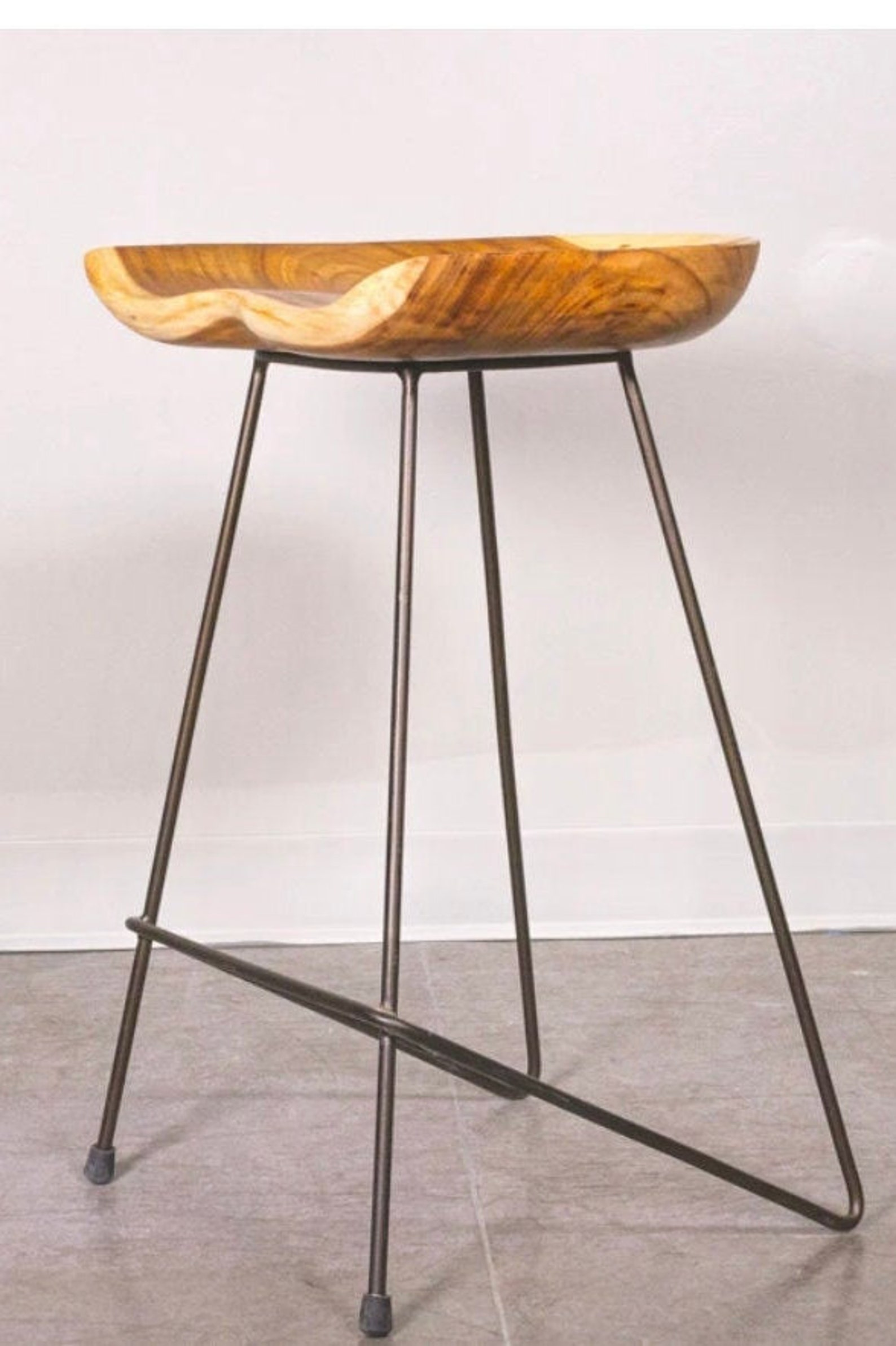 Solid Wood Bar Stool Teak Counter Stools Wood Pub Stools Etsy