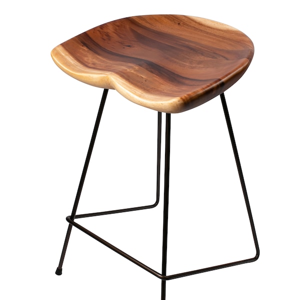 Haven Heights Premium Walnut Solid Wood 26" Counter Height Stools with Metal Legs - Industrial & Rustic Style Home Bar Furniture, Ergonomic