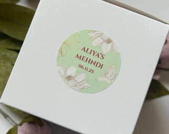 Custom Mehndi Favour Label | Wedding Favours | Wedding Stationary | Favour Box Label | Mehndi Sticker | Sweet Box Label | Mehndi Decor