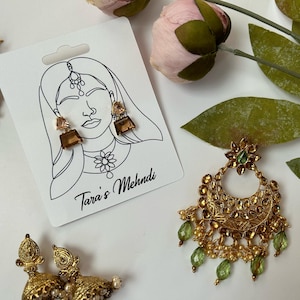 Bijoux indiens personnalisés | Emballage de bijoux indiens | Carte de boucle d'oreille nuit Mehndi | Cadeau pour carte boucles d'oreilles indiennes | Support de boucle d'oreille indien