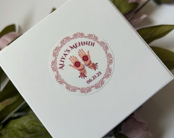 Custom Mehndi Favour Label | Wedding Favours | Wedding Stationary | Favour Box Label | Mehndi Sticker | Sweet Box Label | Mehndi Decor