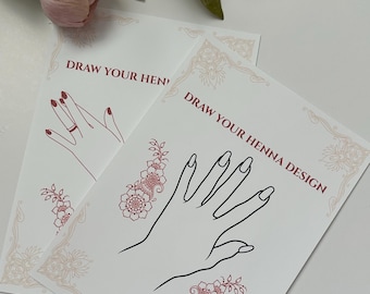Dibuja tu propia henna (actividad imprimible) / Juegos de boda imprimibles / Juegos de mehndi imprimibles / Juegos de noche de mehndi / Actividades para despedidas de soltera