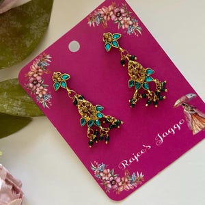 Bijoux indiens personnalisés | Emballage de bijoux indiens | Boucles d'oreilles Jaggo Night | Cadeau pour carte boucles d'oreilles indiennes | Support de boucle d'oreille indien