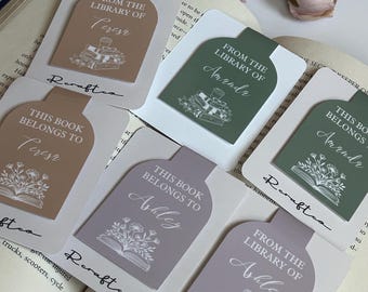 Custom Magnetic Bookmark with Name | Personalized Book Accessories | Floral Magnetic Bookmark | This Book Belongs To | From the Library of