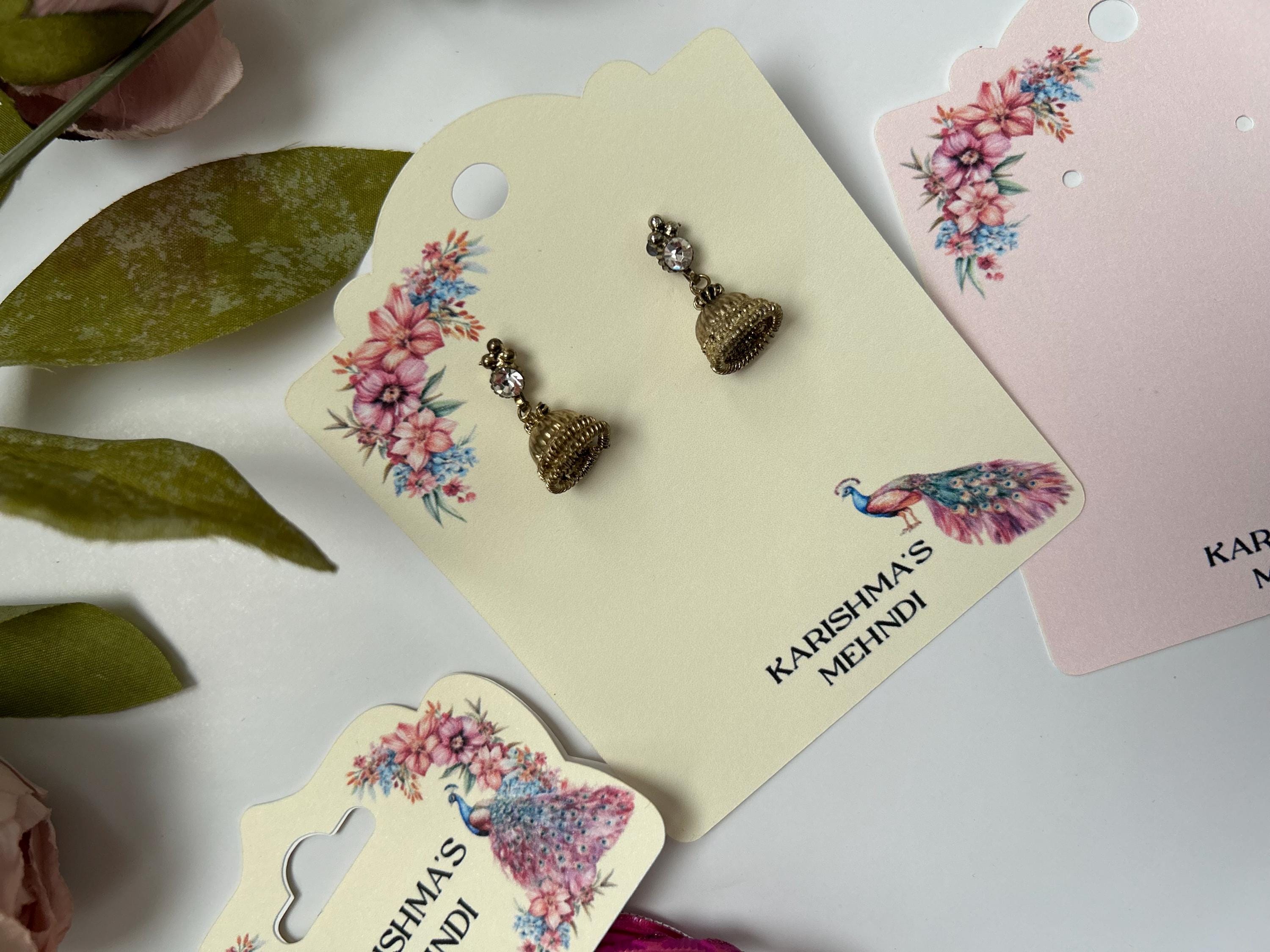 Custom Indian Jewelry Card | Indian Jewelry Packaging | Mehndi Night Earring Card | Indian Earring Card Favour | Indian Earring Holder