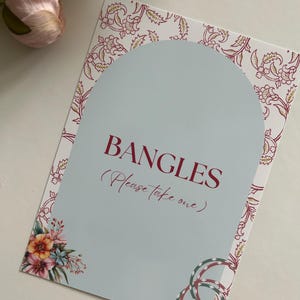 Custom Bangle Bar 5x7 Sign | Mehndi Favors Sign | Indian Wedding Signs | Bangles Please Take One Sign