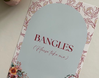 Custom Bangle Bar 5x7 Sign | Mehndi Favors Sign | Indian Wedding Signs | Bangles Please Take One Sign