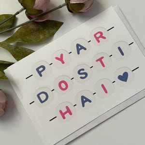 Pyar Dosti Hai carte de vœux | Carte Kuch Kuch Hota Hai | Carte de voeux Bollywood | Desi Cartes de vœux | Carte de voeux Bracelet de l'amitié