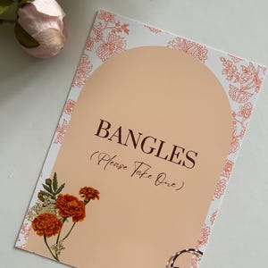 Custom Bangle Bar 5x7 Sign | Mehndi Favors Sign | Indian Wedding Signs | Bangles Please Take One Sign