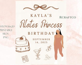 Pilates Princess Birthday Sign Brown | Pilates Birthday Sign | Pilates Party Welcome Sign | Birthday Welcome Sign | Pilates Birthday Decor