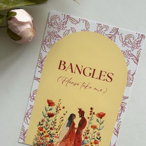 Custom Bangle Bar 5x7 Sign | Mehndi Favors Sign | Indian Wedding Signs | Bangles Please Take One Sign