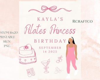 Pilates Princess Birthday Sign Pink | Pilates Birthday Sign | Pilates Party Welcome Sign | Birthday Welcome Sign | Pilates Birthday Decor