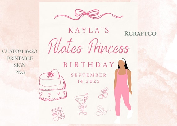Pilates Princess Birthday Sign Pink | Pilates Birthday Sign | Pilates Party Welcome Sign | Birthday Welcome Sign | Pilates Birthday Decor