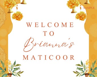 Custom Maticoor Welcome Sign | Mayoun Welcome Sign | Haldi Welcome Sign | Haldi Sign PNG | Haldi Sign Digital Download |Wedding Welcome Sign