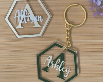 Custom Acrylic Keychain with Name and Initial | Personalized Name Keychain