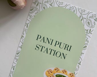 Custom Pani Puri Station 5x7 Sign | Pani Puri Station Sign | Indian Wedding Signs | Indian Food Station Sign